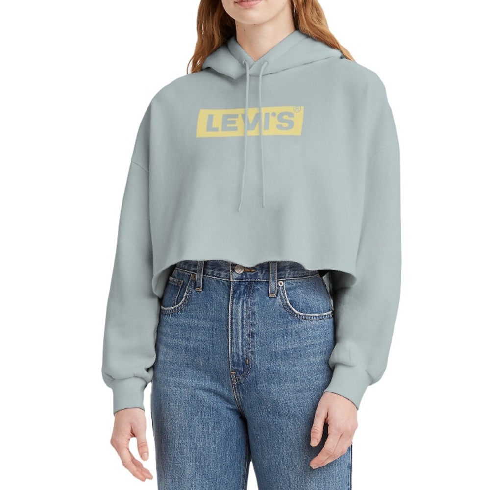 NWT Levi’s Blue Cotton Blend Cropped Oversized Hoodie - Meidum